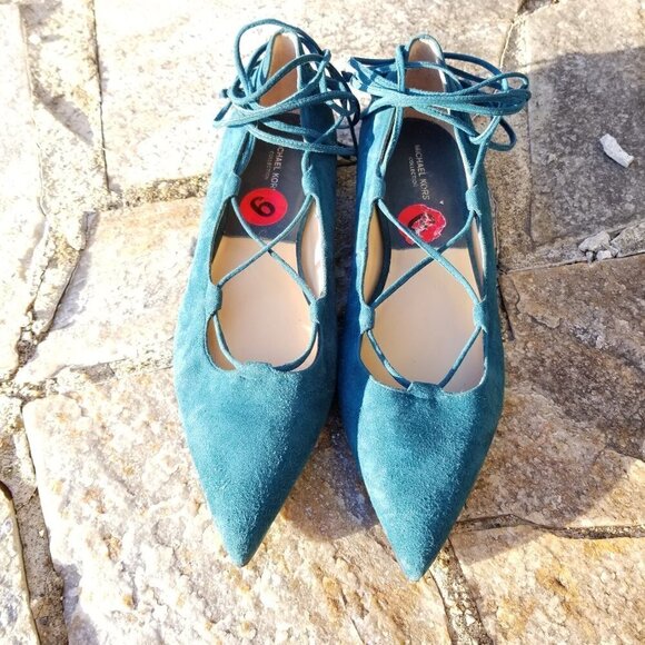 Michael Kors Collection Kallie Lace Up Suede Flats - Picture 4 of 12